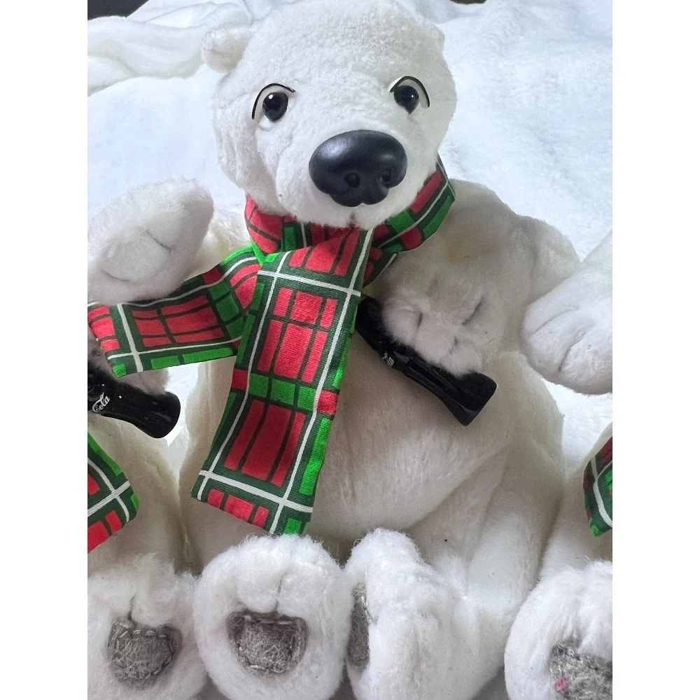 Coca-Cola Polar Bear Plush Set Christmas Holiday‎ Scarves Bean Bag 4-Piece